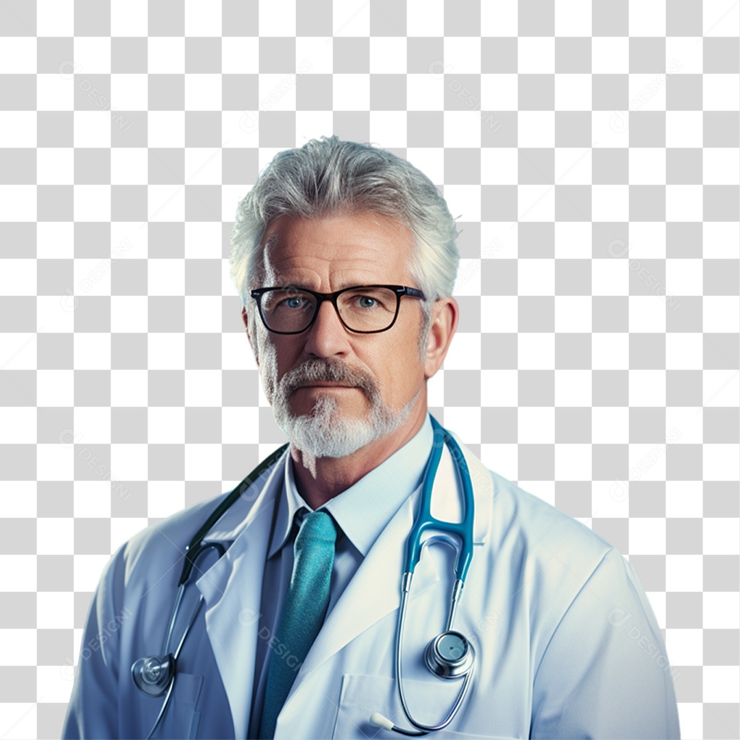 Médico com Jaleco e Camisa Azul Para Conscientização Novembro Azul PNG Transparente