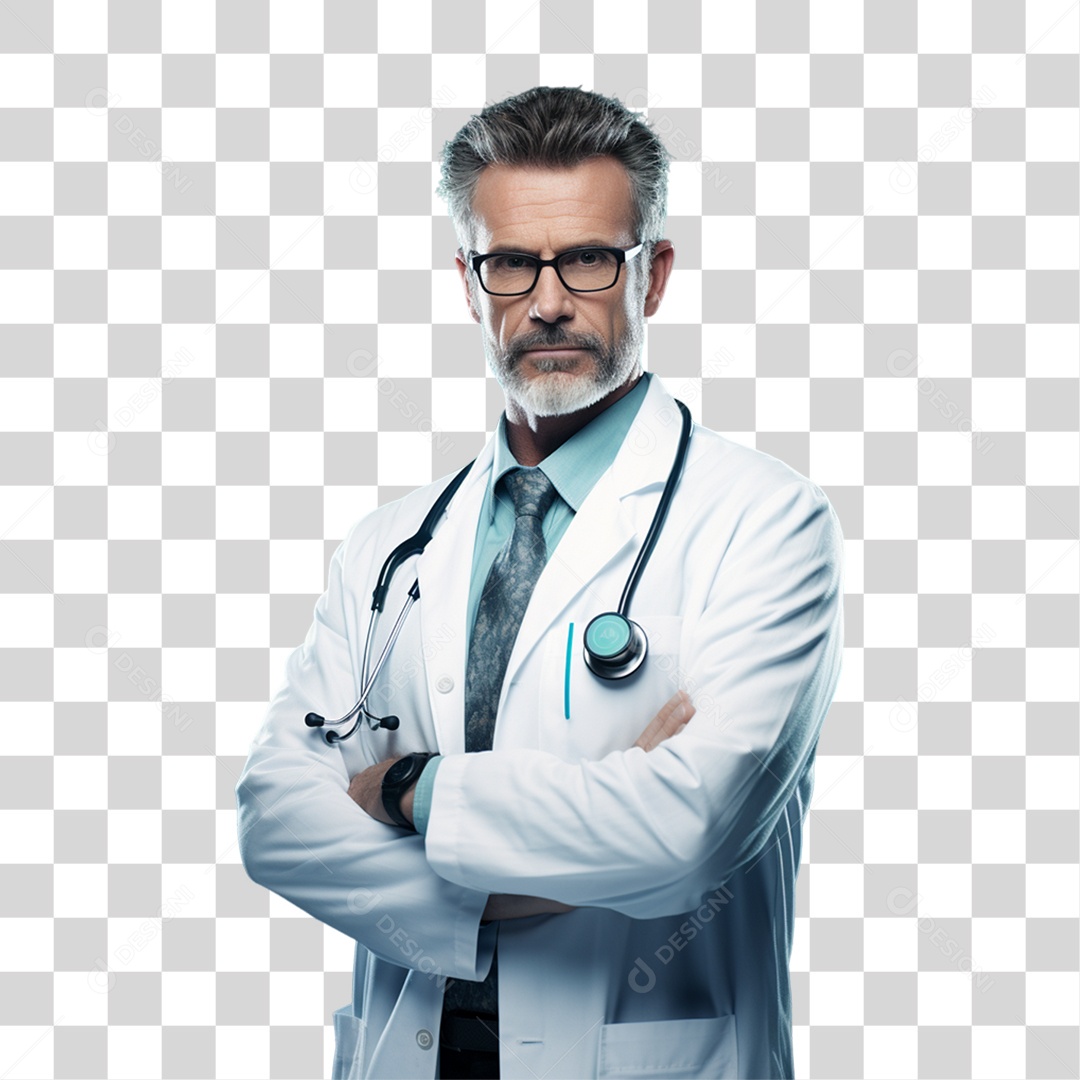 Médico com Jaleco e Camisa Azul Para Conscientização Novembro Azul PNG Transparente