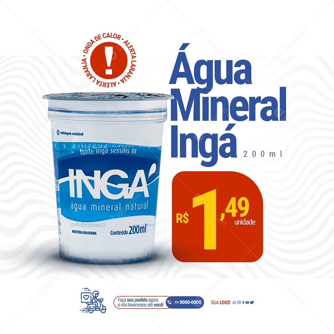 Água Mineral Ingá 200 ML Social Media PSD Editável