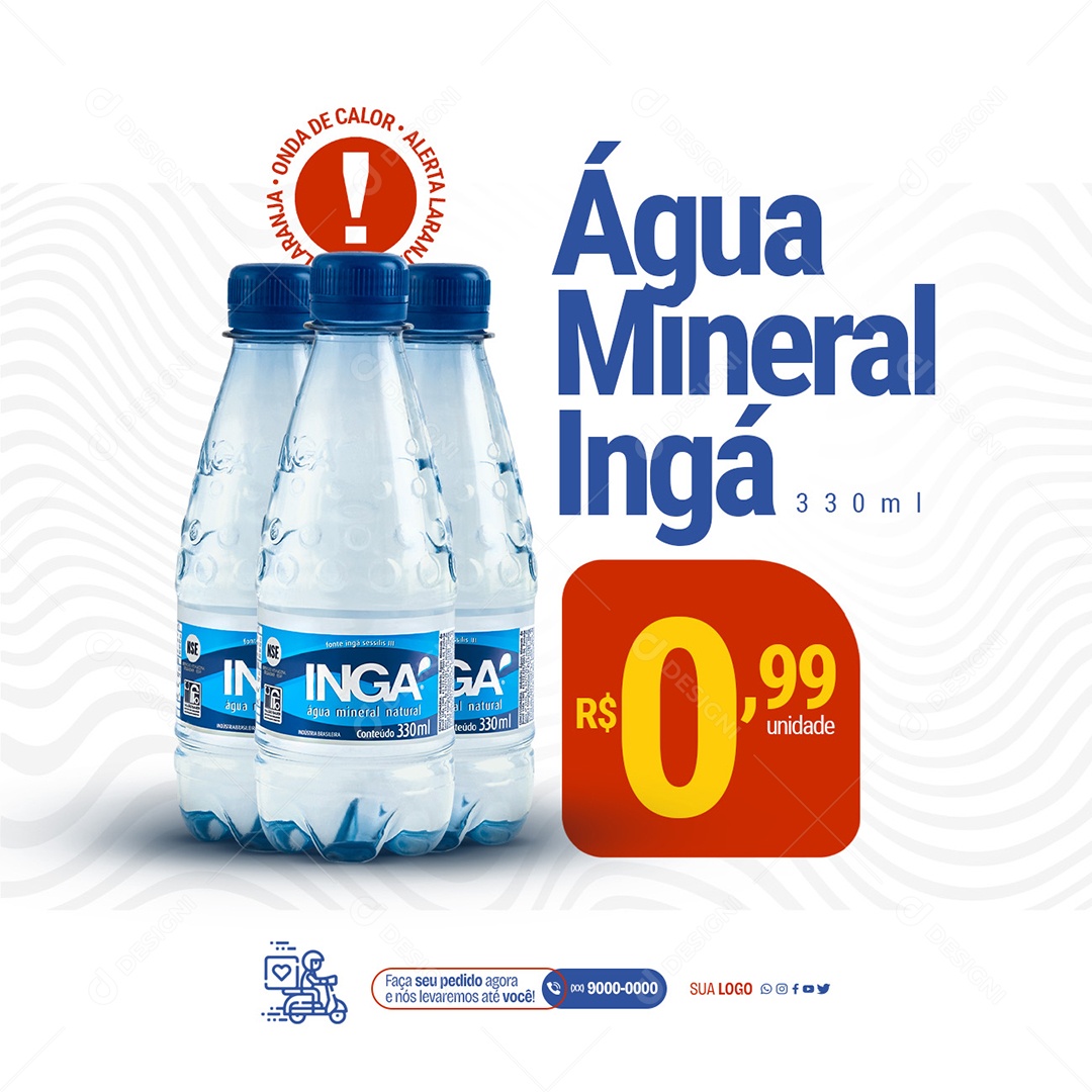 Água Mineral Ingá 330 ML Social Media PSD Editável