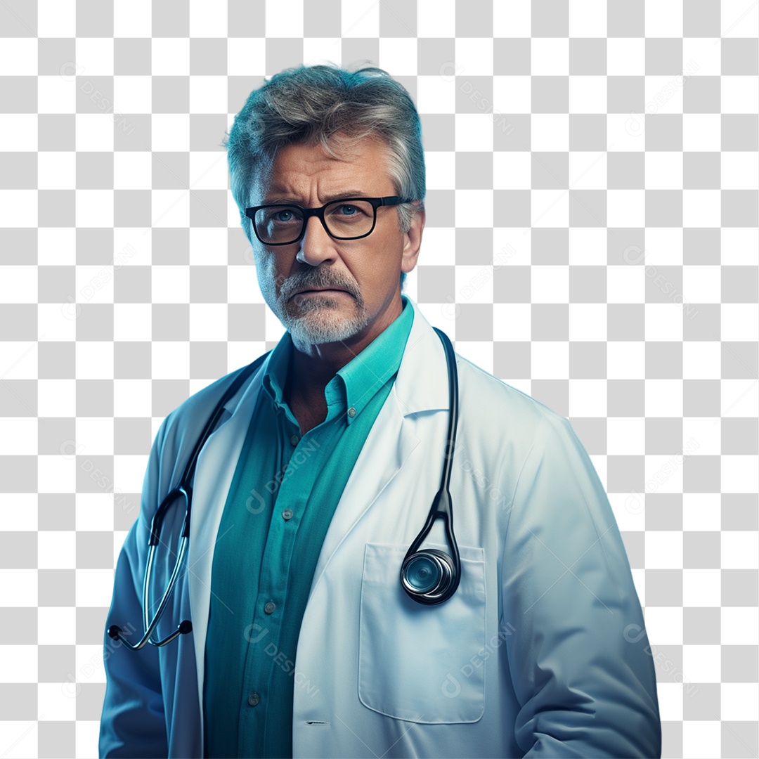 Médico com Jaleco e Camisa Azul Para Conscientização Novembro Azul PNG Transparente