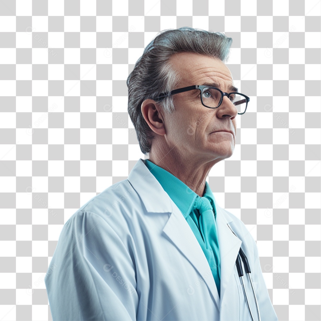 Médico com Jaleco e Camisa Azul Para Conscientização Novembro Azul PNG Transparente