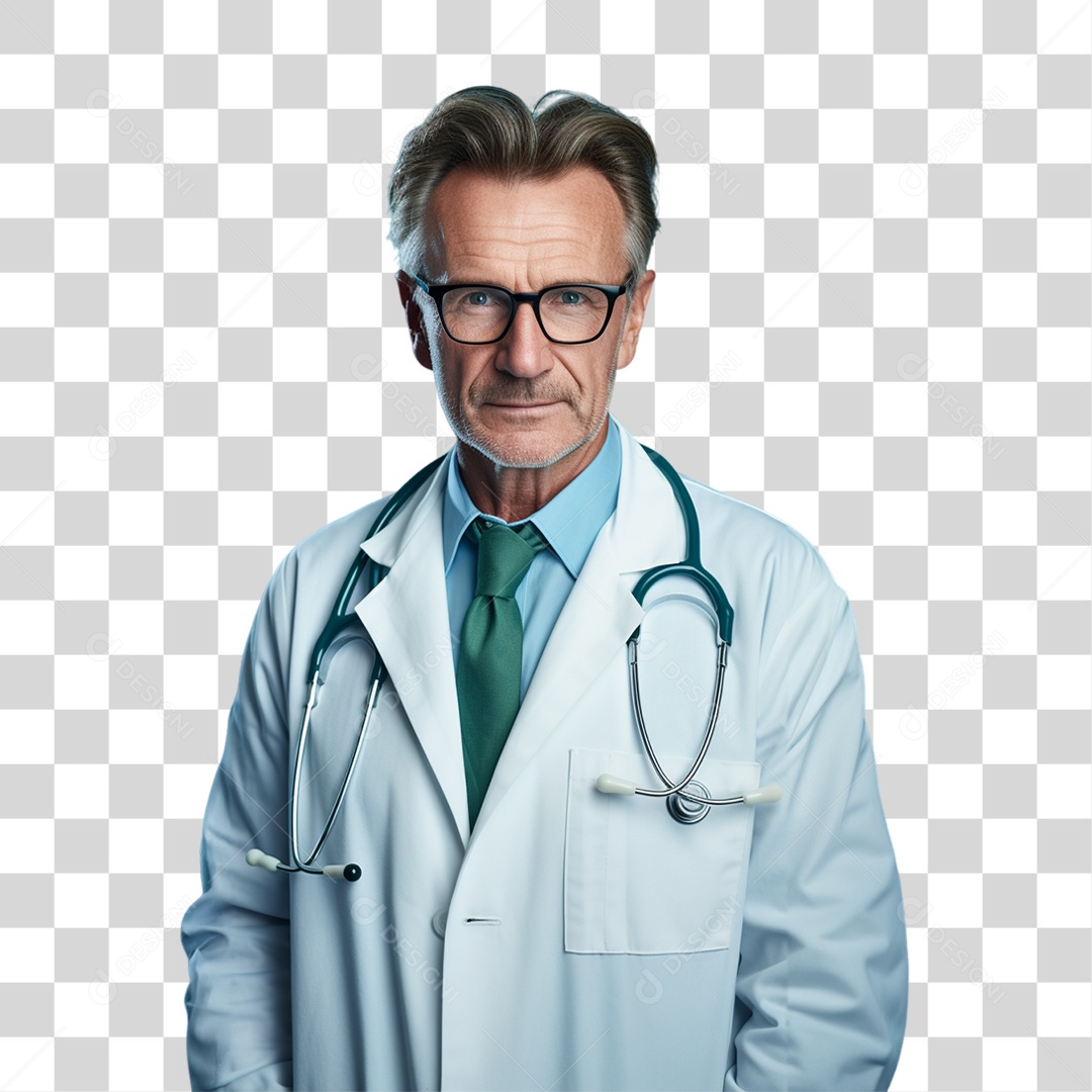 Médico com Jaleco e Camisa Azul Para Conscientização Novembro Azul PNG Transparente