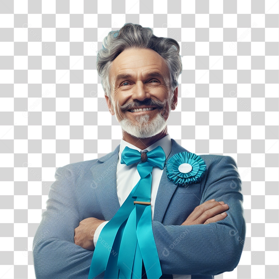 Homem de Camisa Azul Para Conscientização de Novembro Azul PNG Transparente