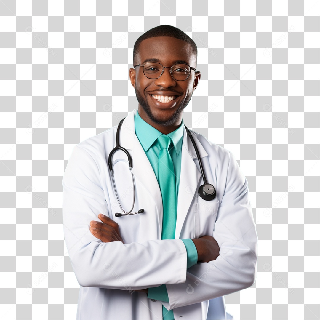 Médico com Jaleco e Camisa Azul Para Conscientização Novembro Azul PNG Transparente