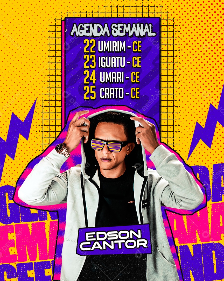 Flyer Agenda Semanal Edson Cantor Social Media PSD Editável