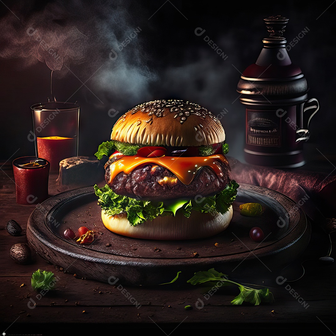 Retrato realista de Hambúrguer delicioso sobre fundo isolado