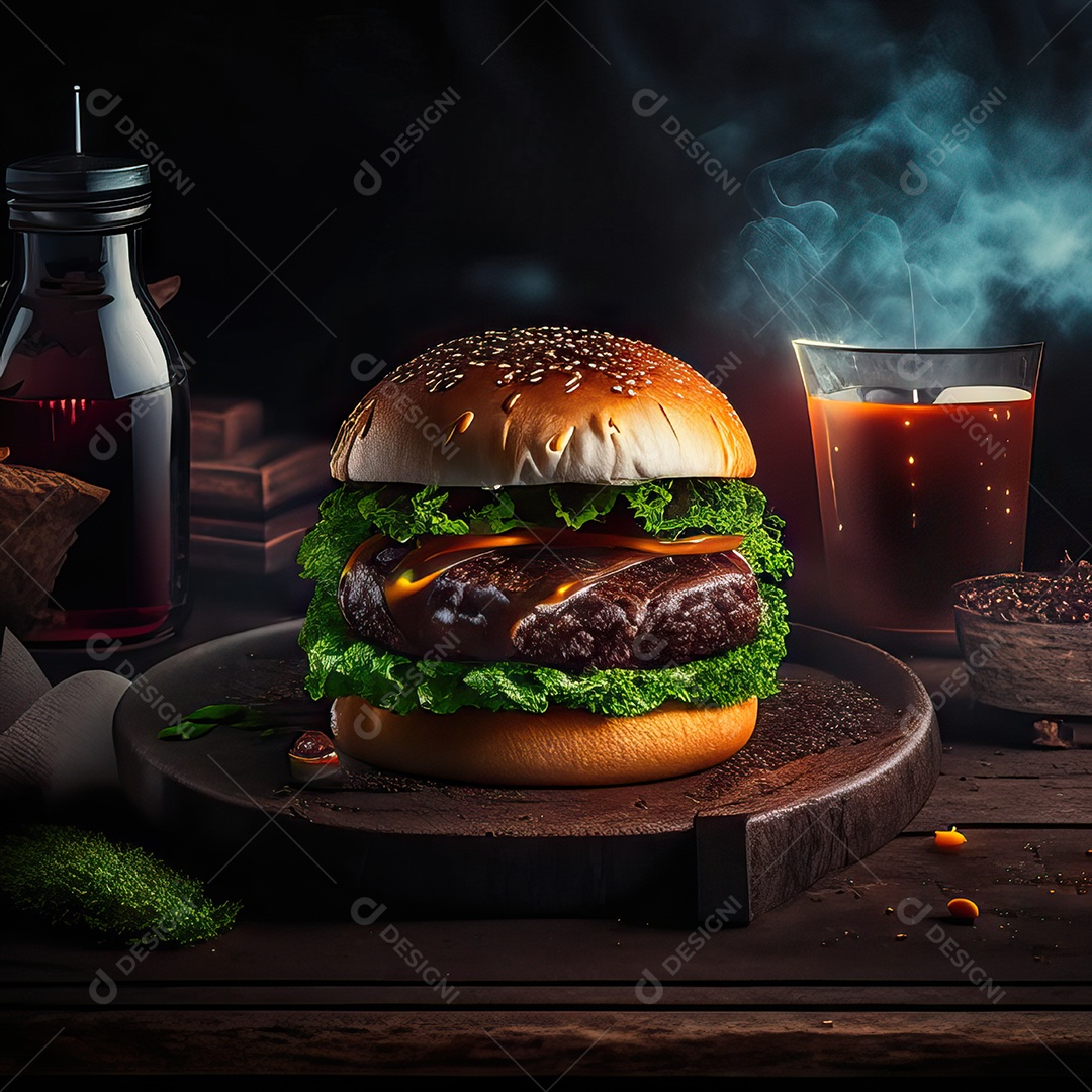 Retrato realista de Hambúrguer delicioso sobre fundo isolado
