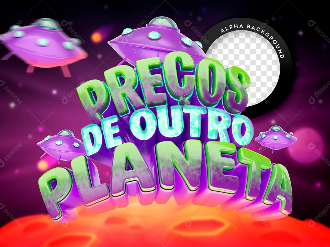 Preços De Outro Planeta Selo 3D para Composição PSD