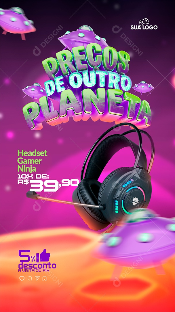 Story Computer Store October Price Planeta Headset Gamer Ninja Social Media Editable PSD