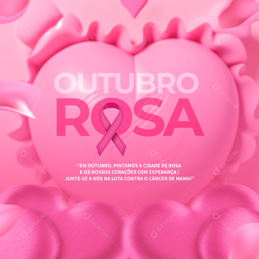 Outubro Rosa Mês de Prevenção Contra o Câncer de Mama Social Media PSD Editável