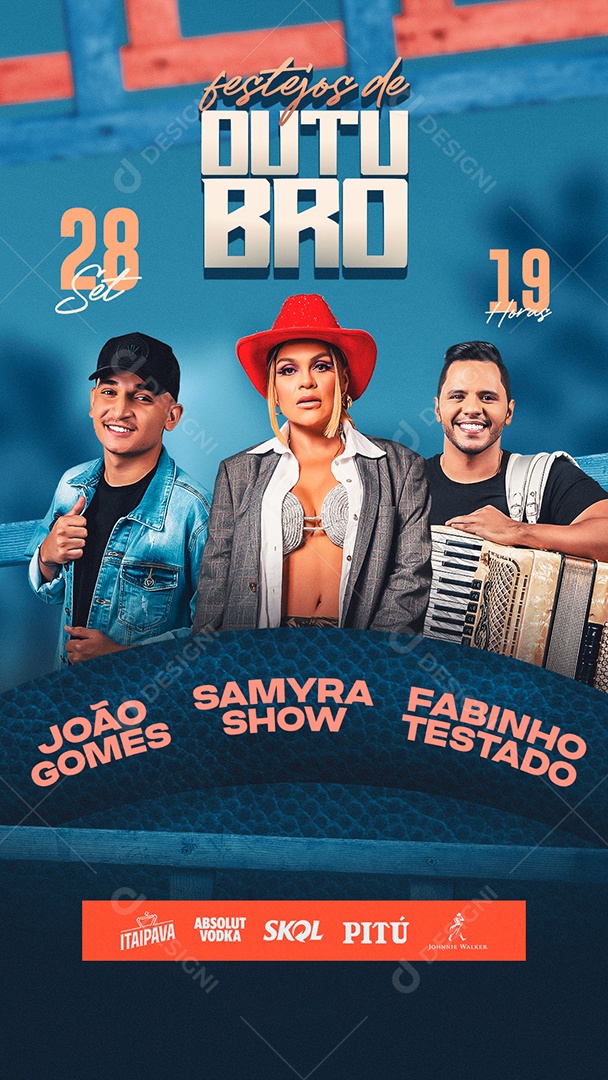 Story Flyer Festejos de Outubro João Gomes Samyra Show Fabinho Testado Social Media PSD Editável