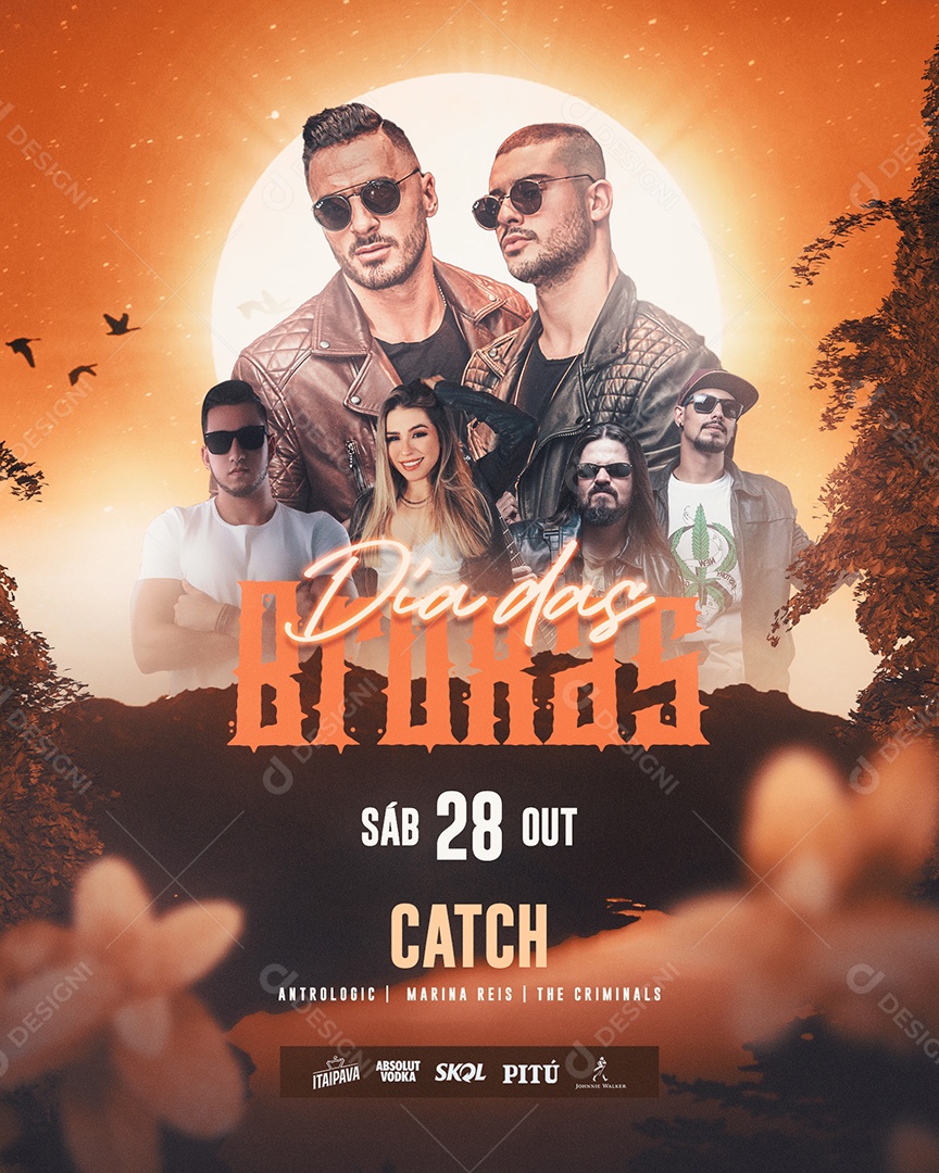 Flyer Dia das Bruxas Catch Antrologic Marina Reis The Criminals Social Media PSD Editável