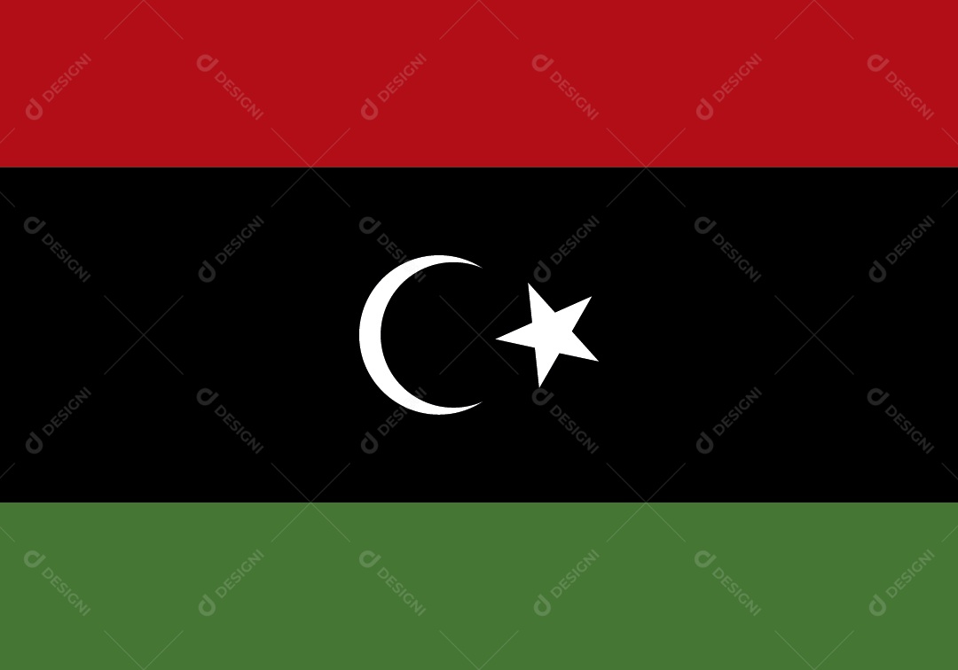 Bandeira da Líbia Ilustração Vetor EPS