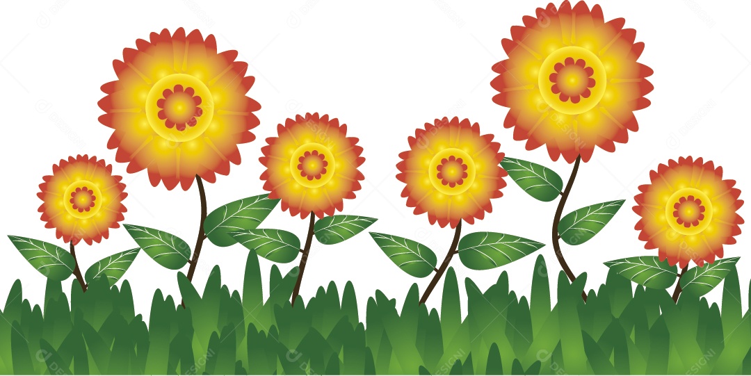 Campo de Girassol Ilustração Vetor EPS