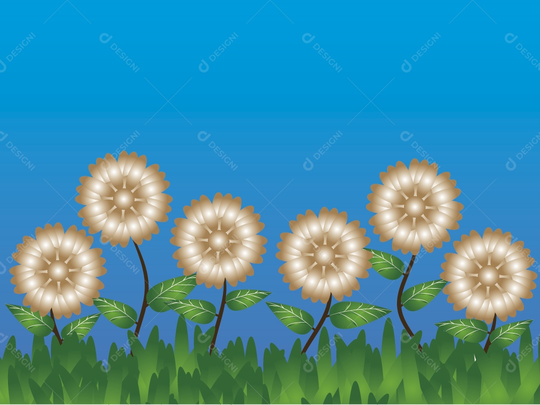 Flores Brancas Ilustração Vetor EPS