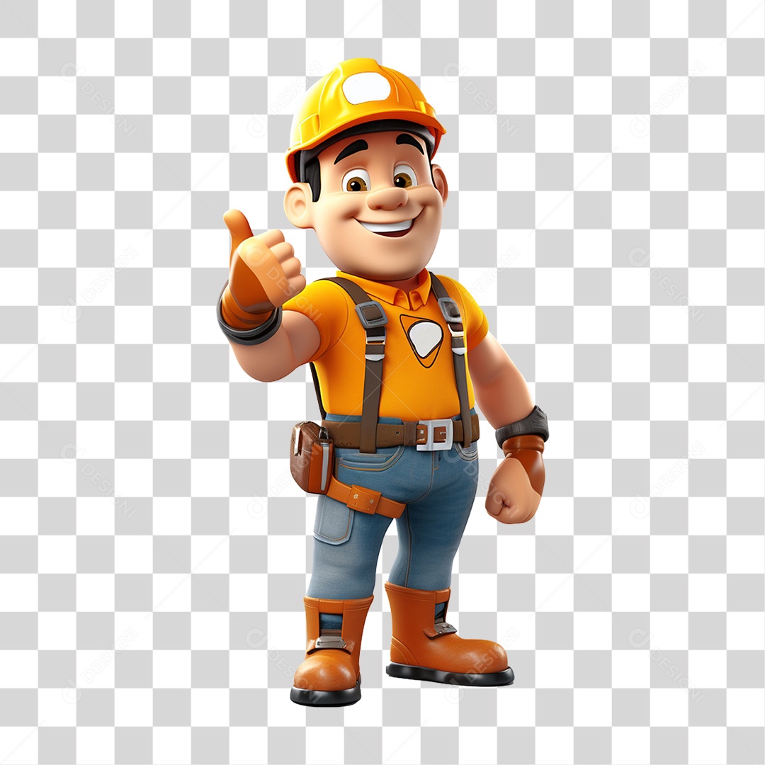 Construtor com Cinto de Segurança PNG Transparente