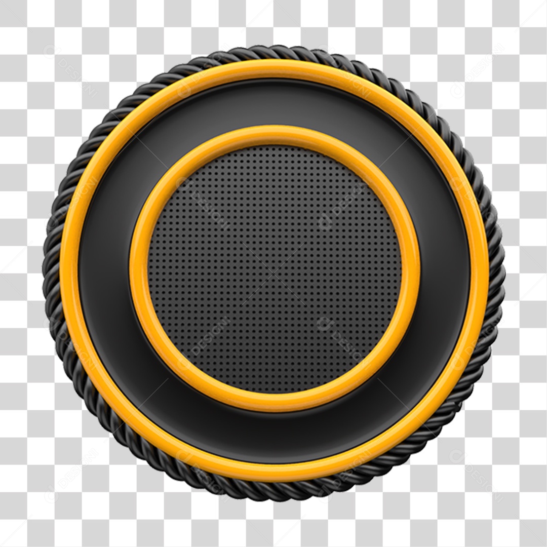 Selo 3D Circulo Redondo e Amarelo PNG Transparente
