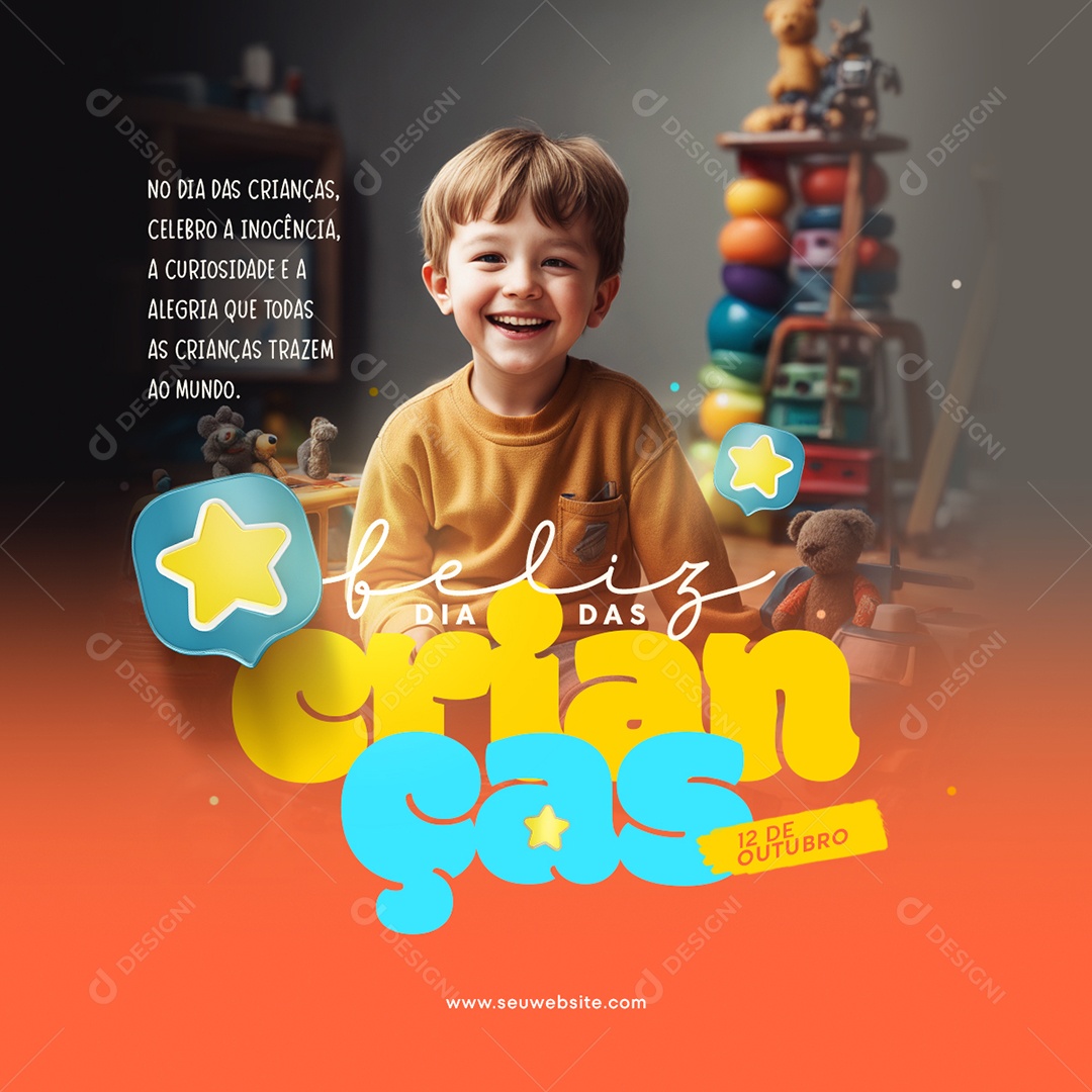 Dia Das Crianças Celebro a Inocência a Curiosidade e a Alegria Social Media PSD Editável