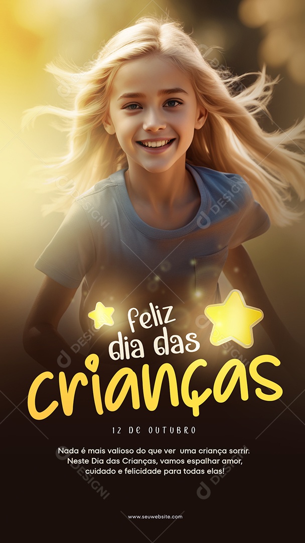 Story Feliz Dia Das Crianças Nada é Mais Valioso do que Ver uma Criança Sorrir Social Media PSD Editável