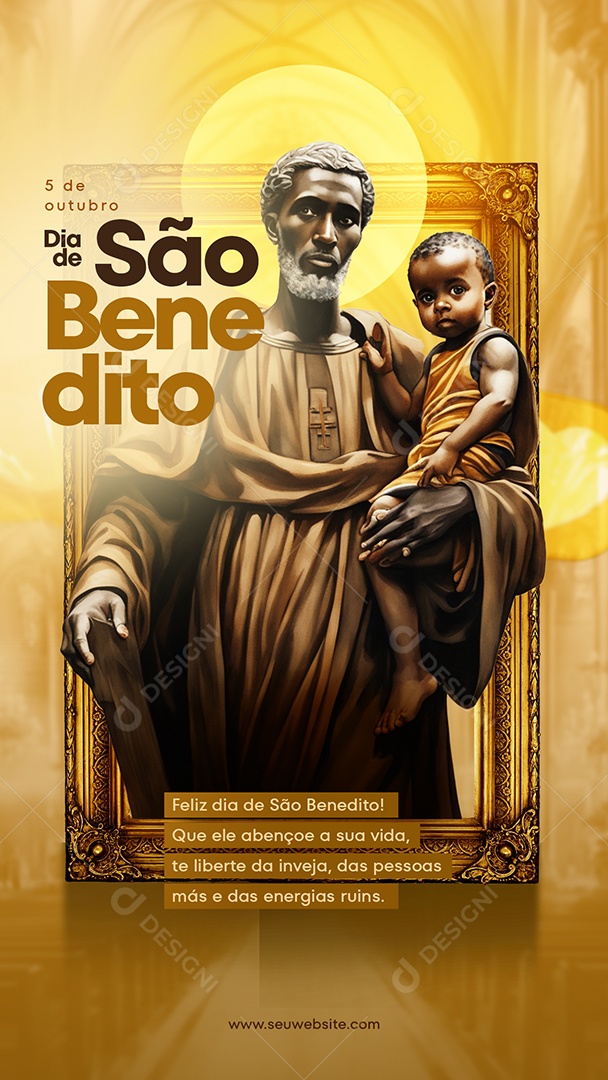 Story Dia de São Benedito Que ele Abençoe a sua Vida Social Media PSD Editável