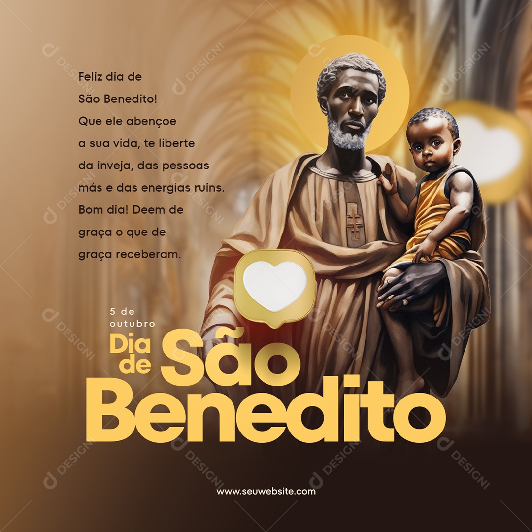 Dia de São Benedito 5 de Outubro Social Media PSD Editável