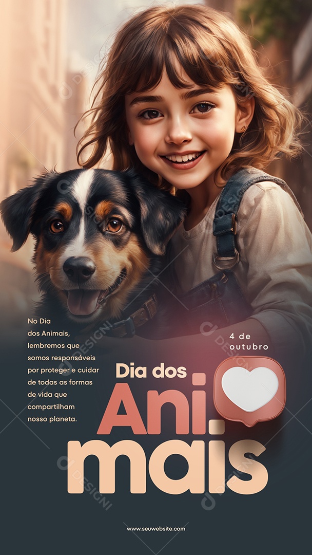Story Social Media Dia dos Animais 4 de Outubro PSD Editável