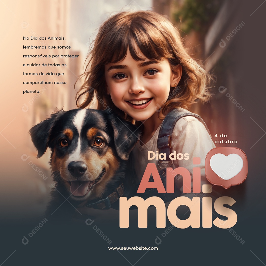 Social Media Dia dos Animais 4 de Outubro PSD Editável