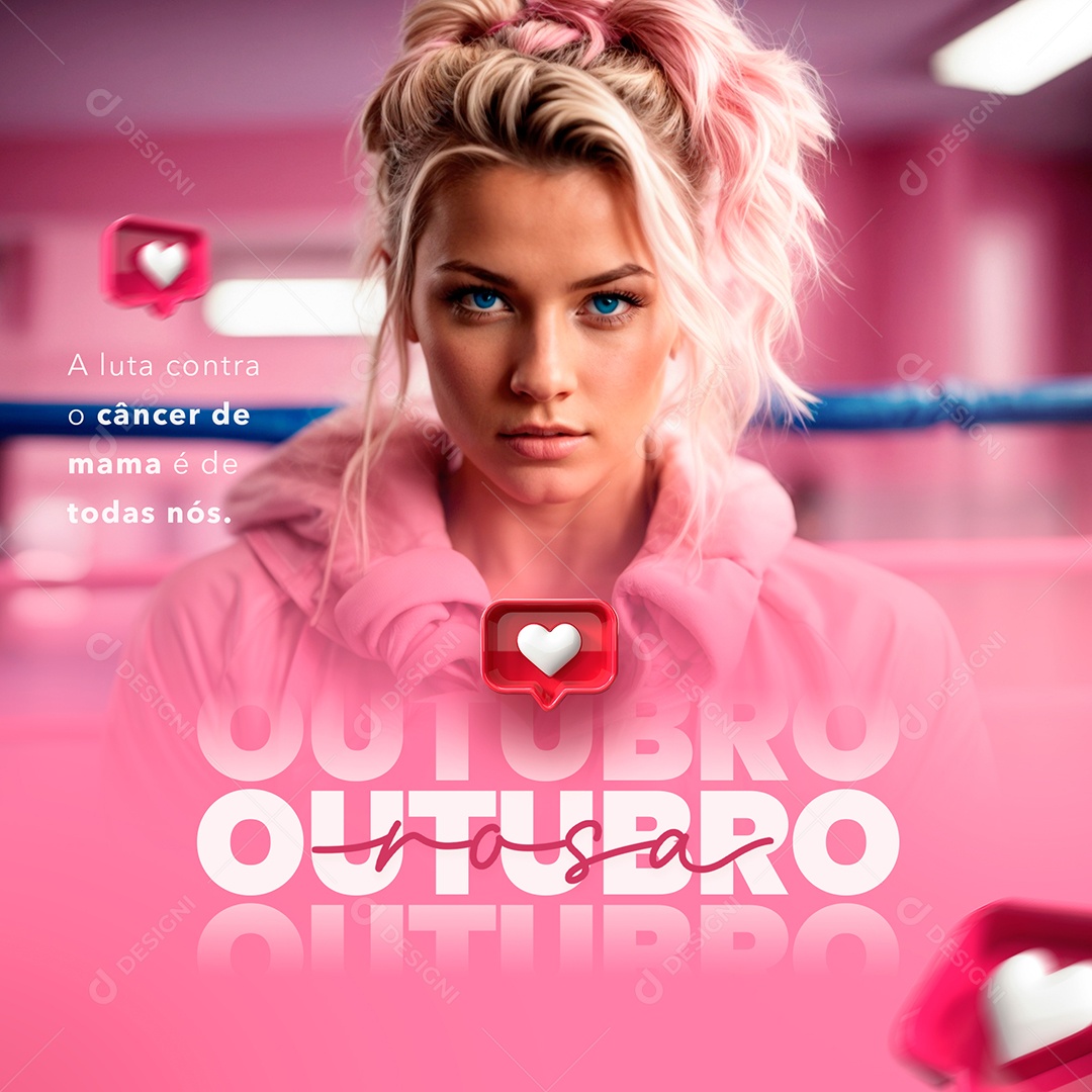 Outubro Rosa a Luta é de todas nós Social Media PSD Editável