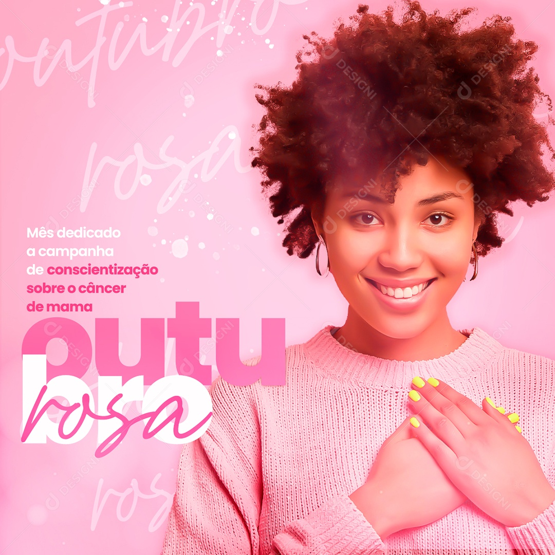 Outubro Rosa Mes Dedicado a Campanha de Conscientização sobre o Câncer de Mama Social Media PSD Editável