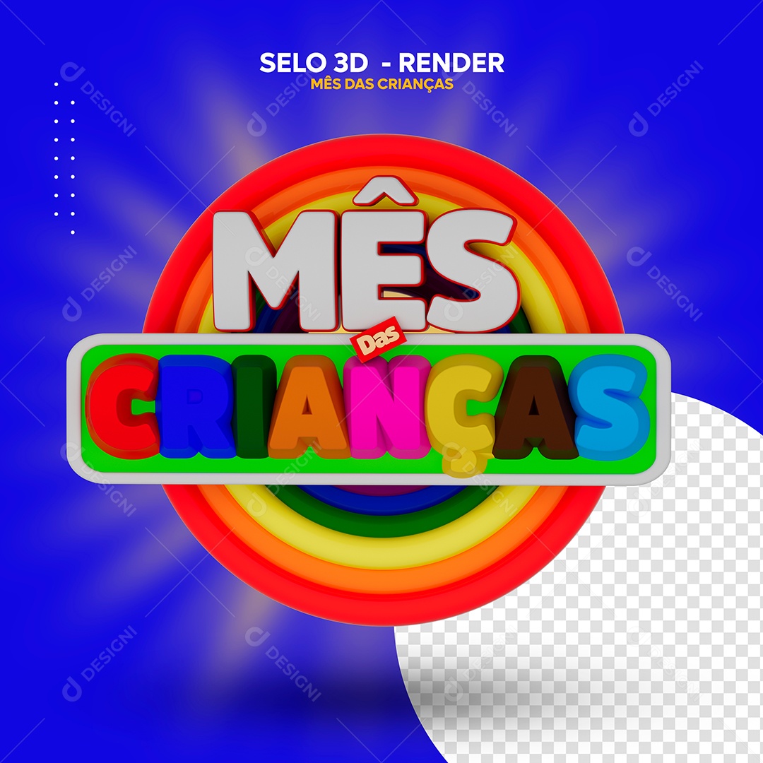 Children's Month 3D Stamp for PSD Composition