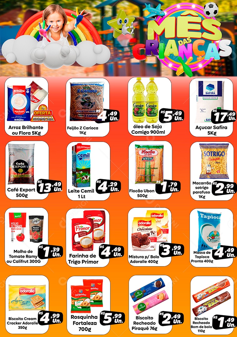 Encarte Mes das Crianças 12 de Outubro Social Media PSD Editável