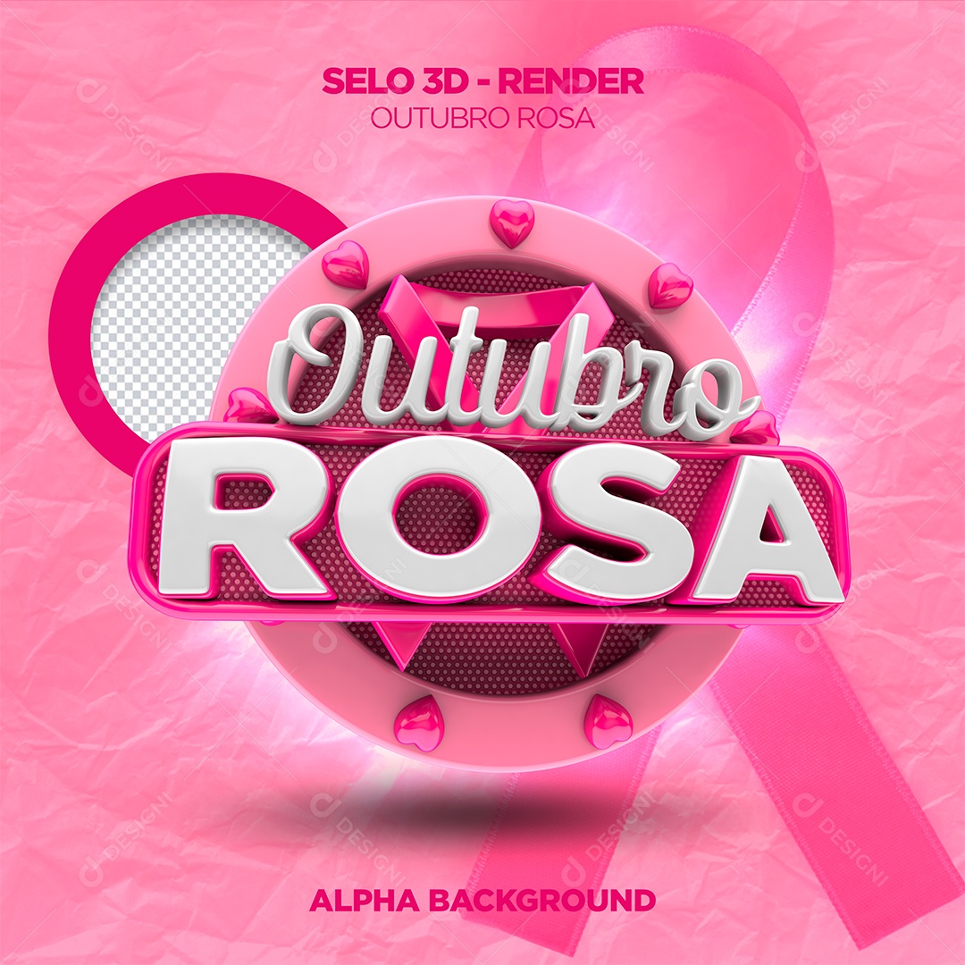 Outubro Rosa Selo 3D Para Composição PSD