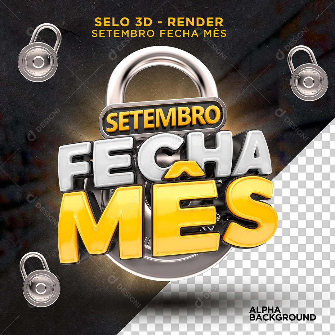 September Closes Month Black White and Gold 3D Stamp for PSD Composition