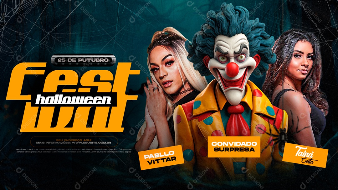 Banner Festival Halloween de Funk Social Media PSD Editável