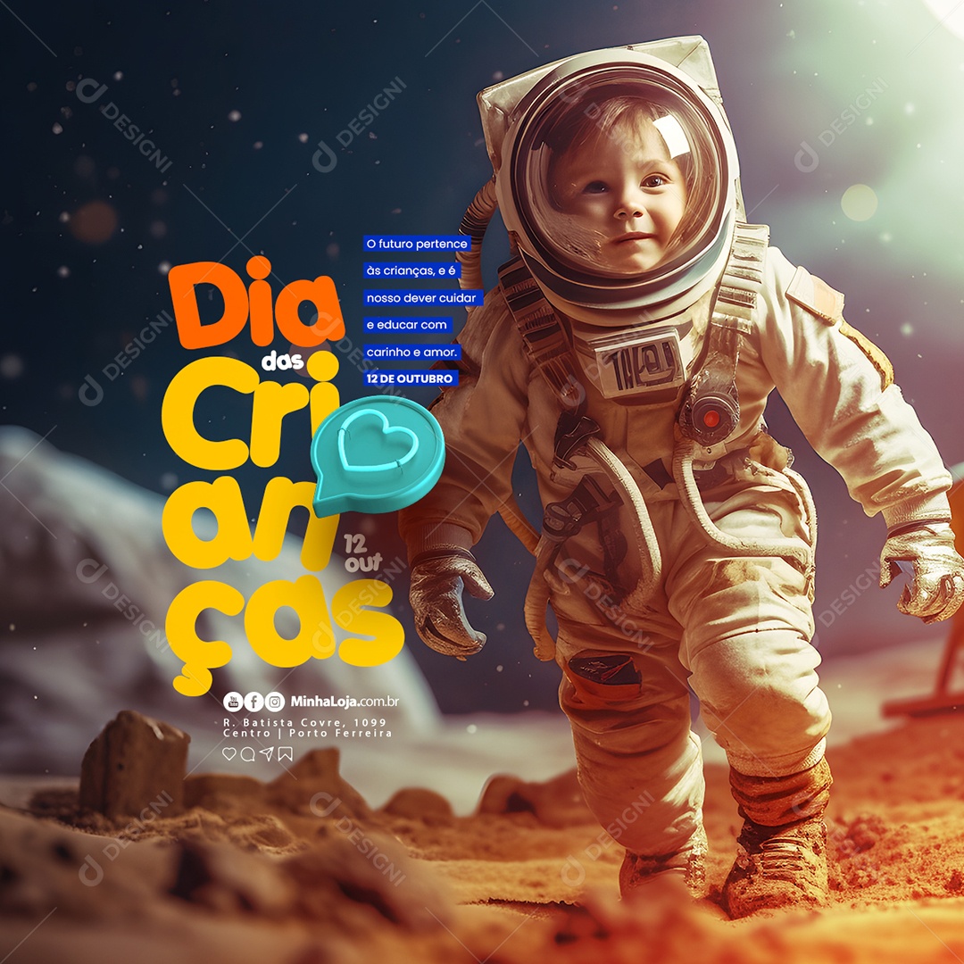 Dia Das Crianças O Futuro Pertence às Crianças Social Media PSD Editável