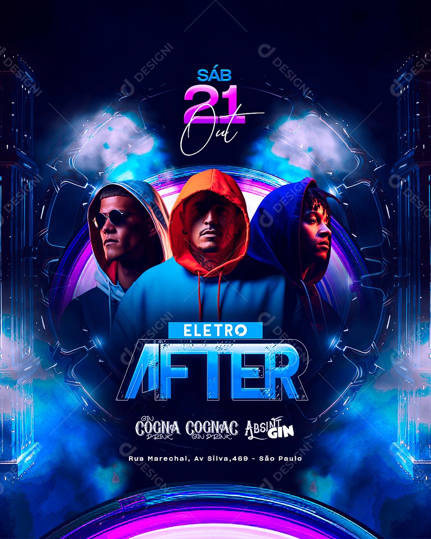 Flyer Eletro After Gin Cogna Drink Social Media PSD Editável