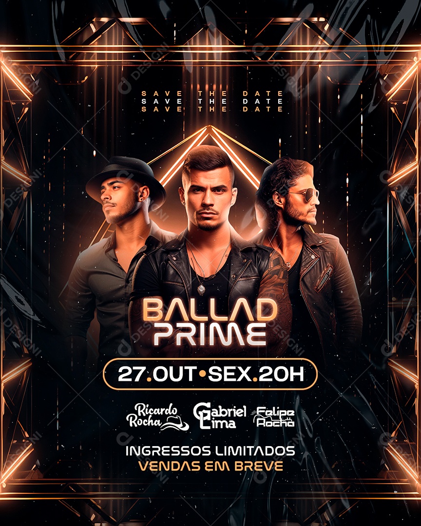 Flyer Ballad Prime Ricardo Rocha Gabriel Lima Felipe Rocha Social Media PSD Editável