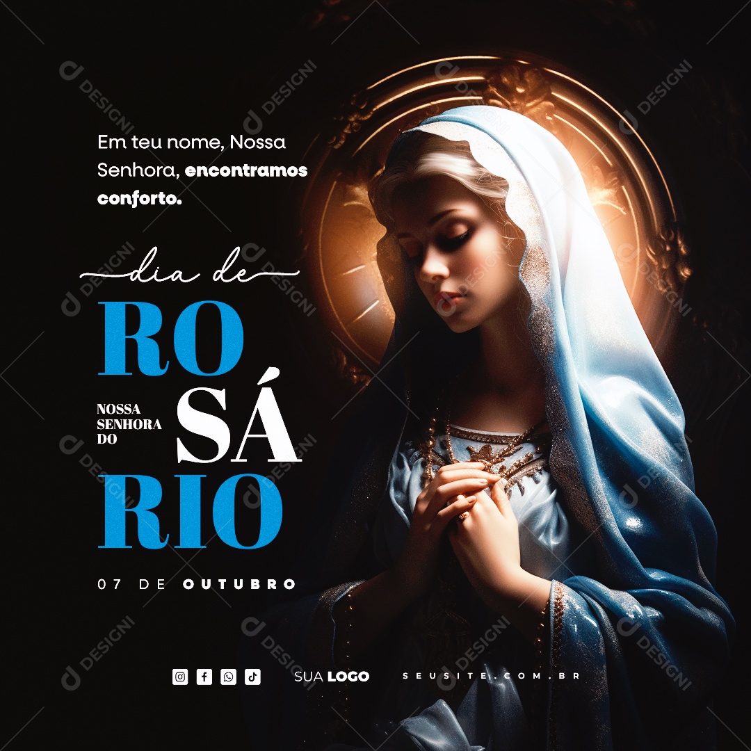 Dia de Nossa Senhora Rosária 07 de Outubro Social Media PSD Editável