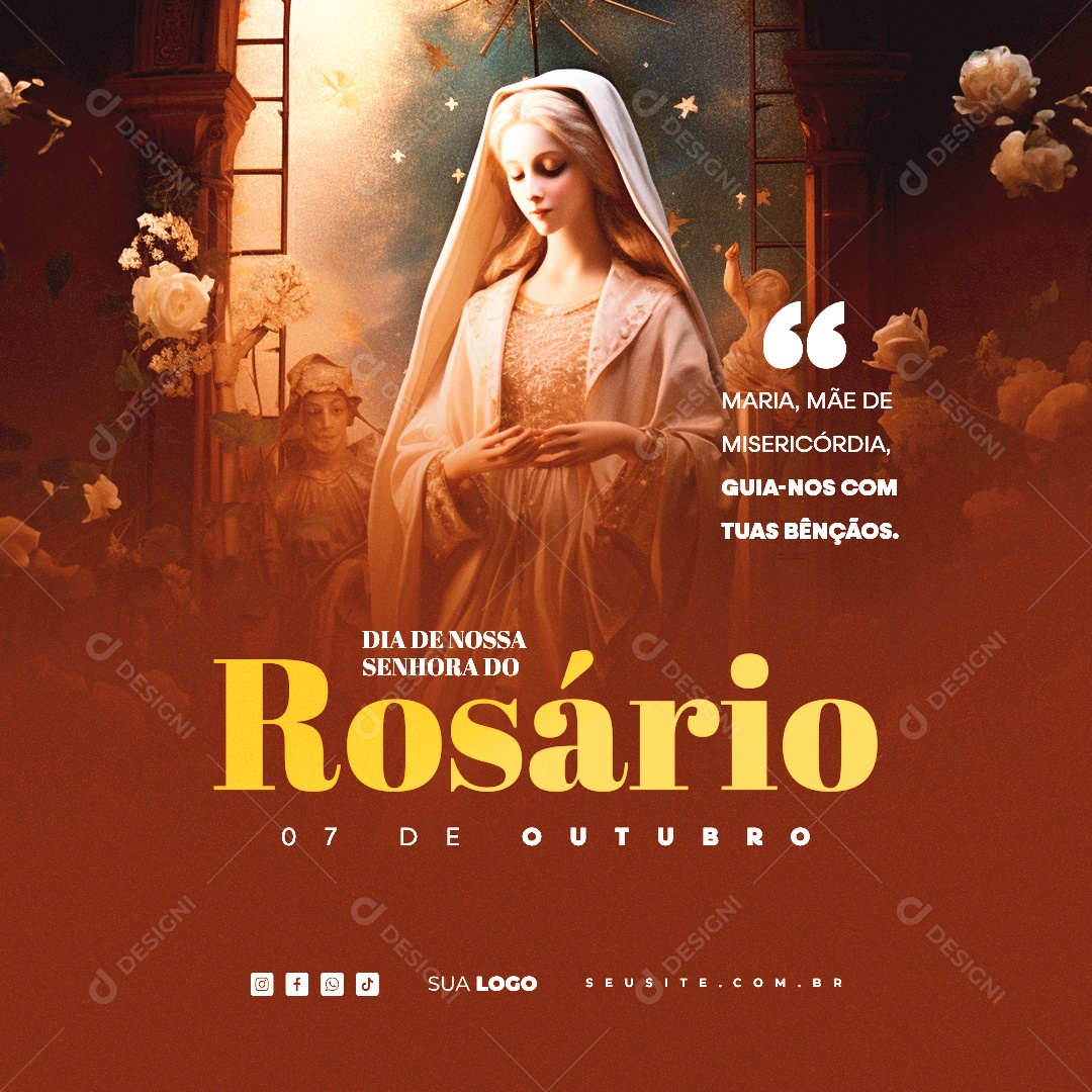 Dia de Nossa Senhora Rosária 07 de Outubro Social Media PSD Editável