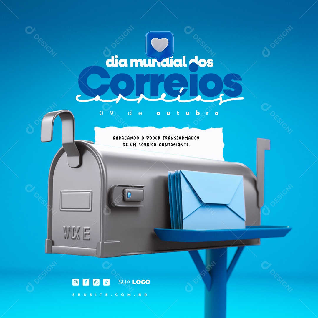Dia Mundial dos Correios Abraçando o Poder Transformador de um Sorriso Contagiante Social Media PSD Editável