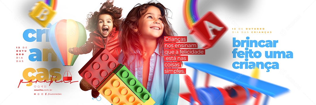 Carrossel Dia Das Crianças Brincar Feito uma Criança Social Media PSD Editável