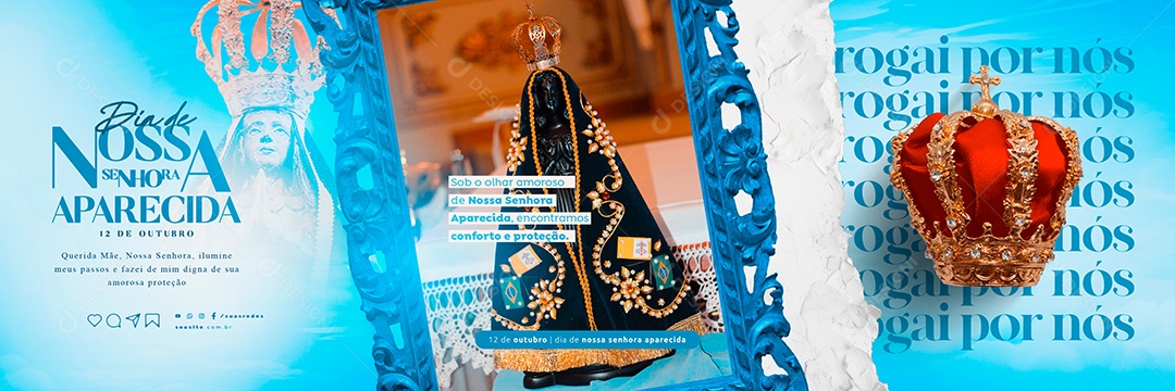Carrossel Dia de Nossa Senhora Aparecida 12 de Outubro Social Media PSD Editável
