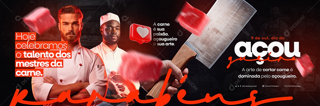 Carrossel Dia do Açougueiro A Arte de Cortar Carne é Dominada pelo Açougueiro Social Media PSD Editável