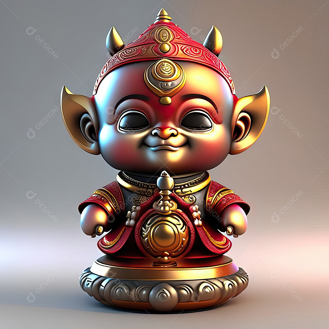 Retrato de Mascote buda 3d