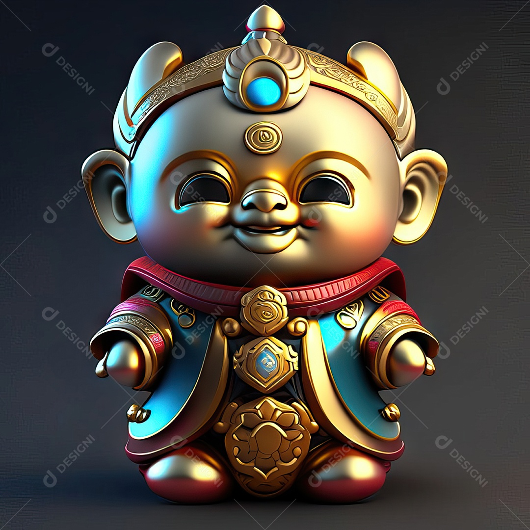 Retrato de Mascote buda 3d