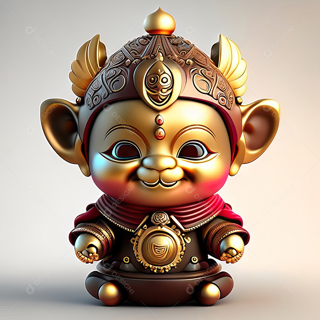 Retrato de Mascote buda 3d