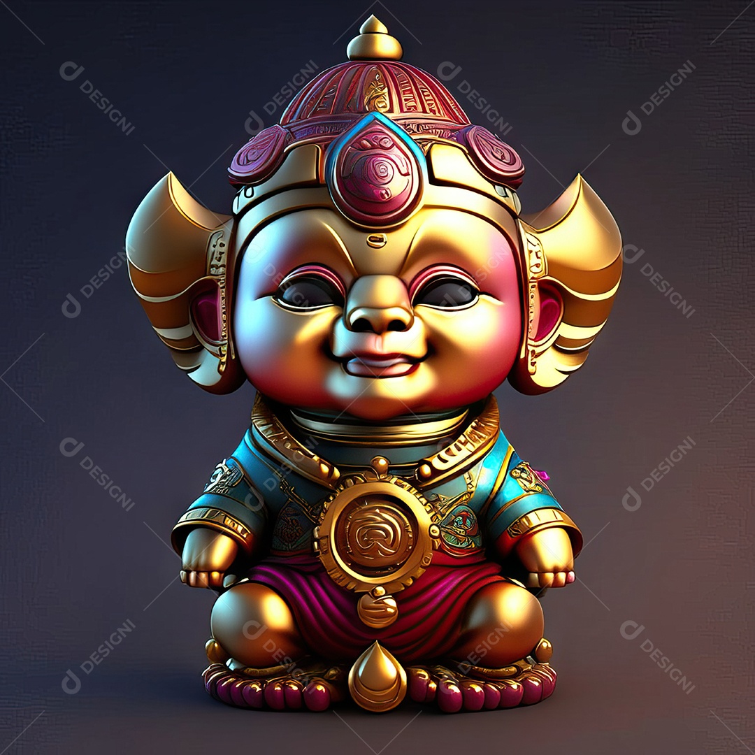 Retrato de Mascote buda 3d