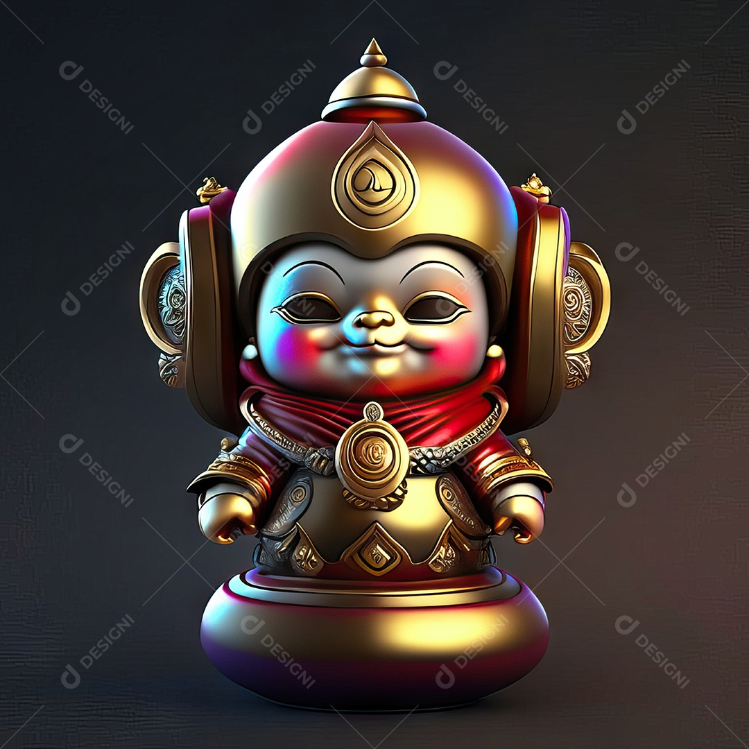Retrato de Mascote buda 3d