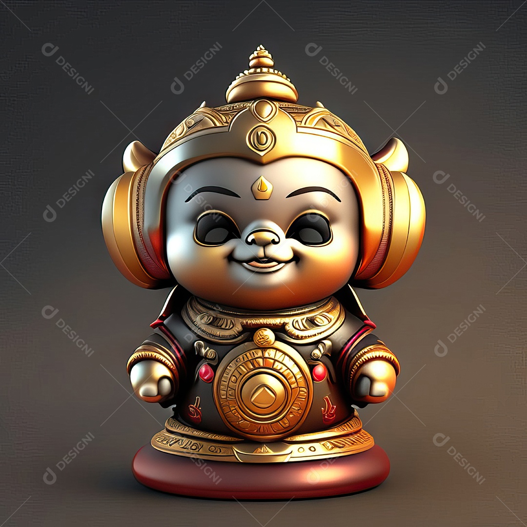 Retrato de Mascote buda 3d